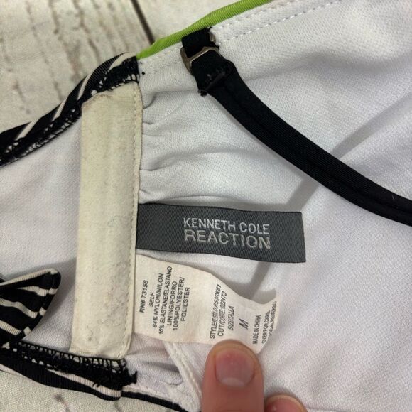 Kenneth Cole Reaction Multicolored Striped Cross Front Bandeau Bikini Top M - Picture 4 of 7